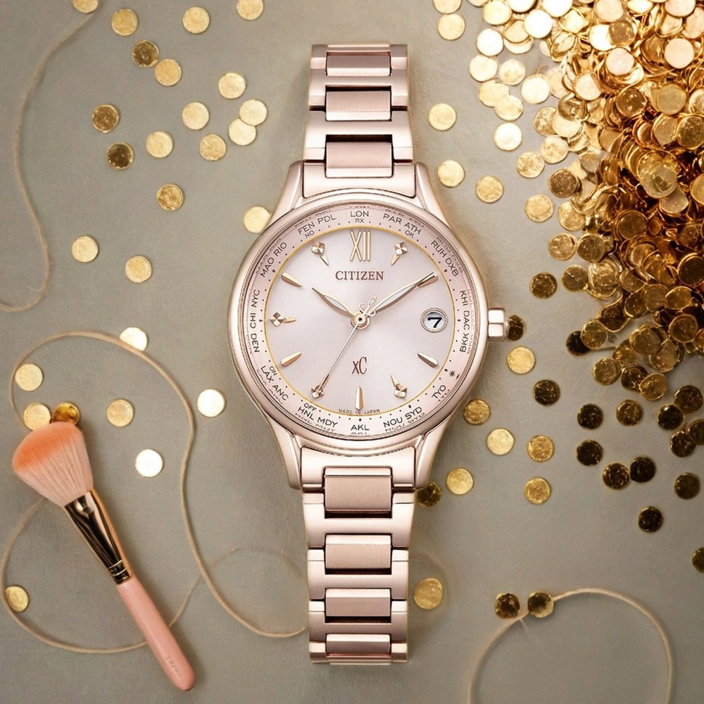 CITIZEN 星辰 Hebe田馥甄廣告款 XC 台灣限定 光動能電波萬年曆女錶 EC1193-55X, , large