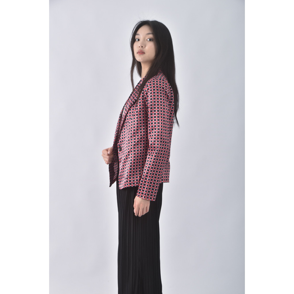 (L) 格紋紅色外套二手衣, , large