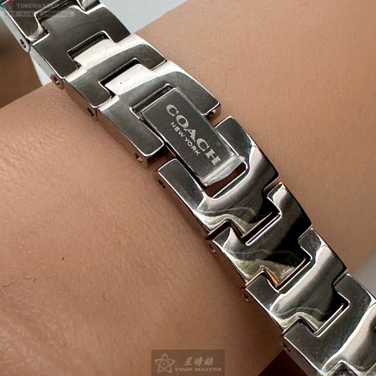 [星晴錶業]COACH手錶,26mm,CH00221銀白色錶面銀錶殼綠精鋼錶帶款, , large