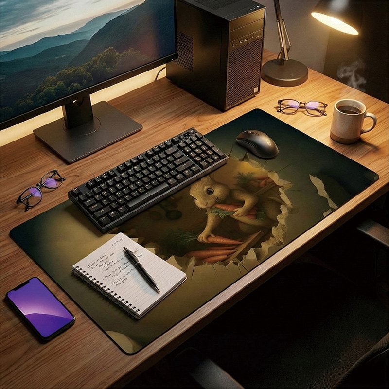 【Monster】 3D Scene Desk Mat (60x34cm) &ndash; Sneaky Bunny, , large