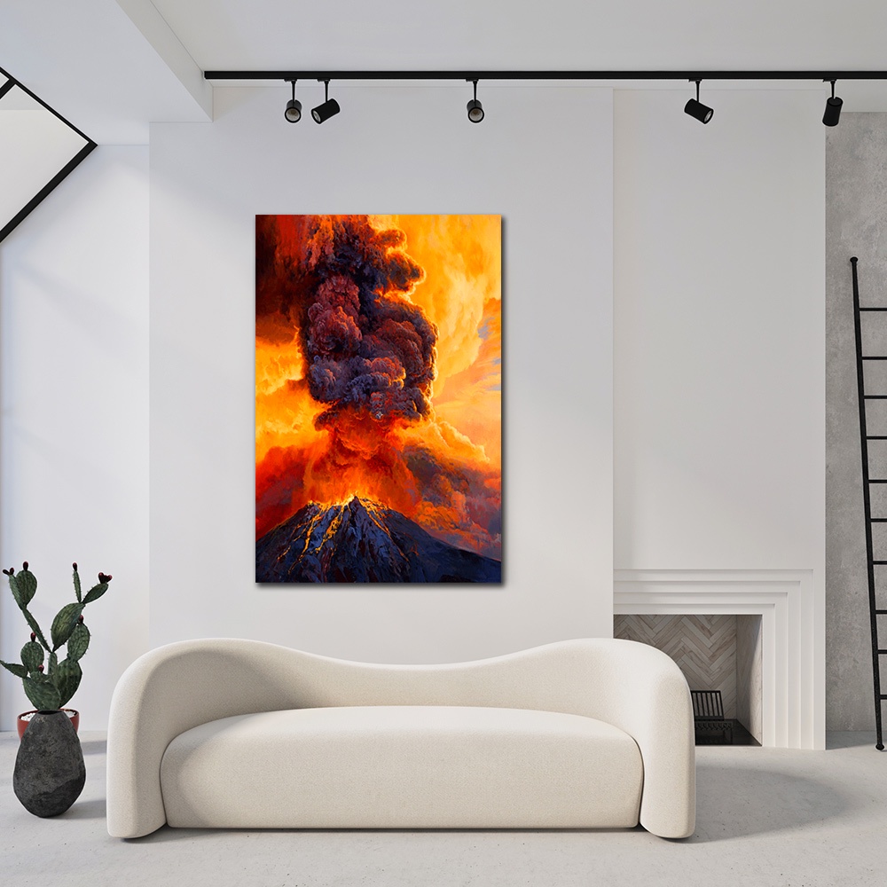 【御畫房】火山爆發 國家一級畫師手繪油畫60×90cm(VF-24), , large