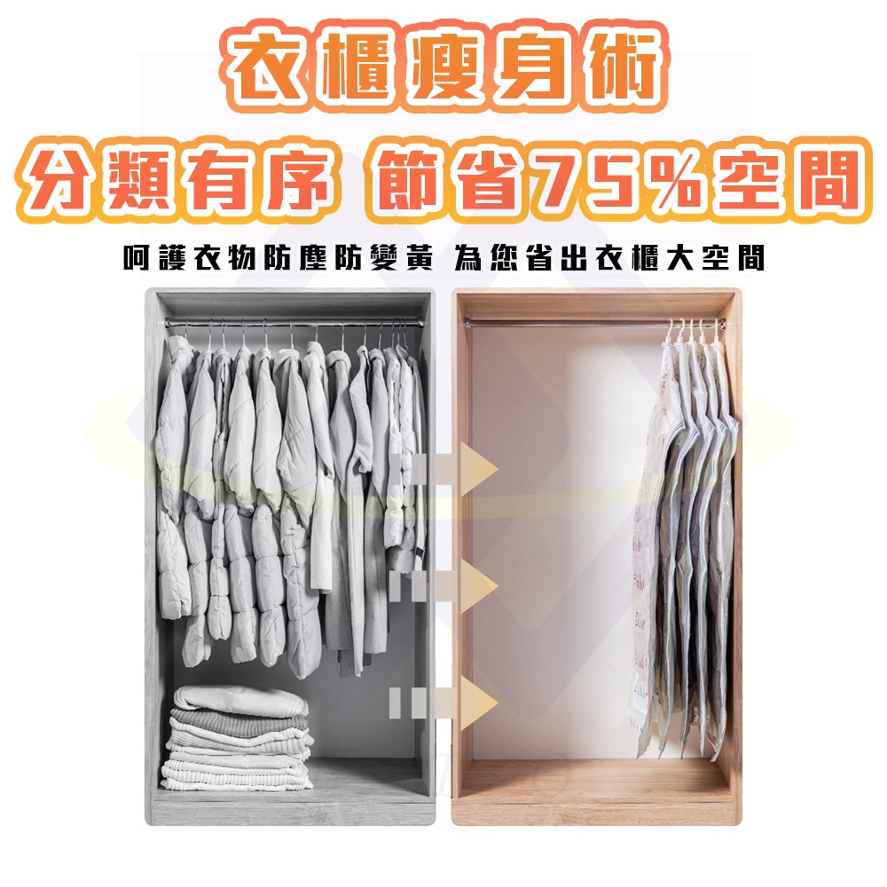 【禾統】真空收納衣物防塵套 /  70 x 105 cm收納袋 / 1入(可掛式真空收納袋 真空收納袋 真空壓縮袋 抽氣收納袋 吊掛式 真空袋), , large