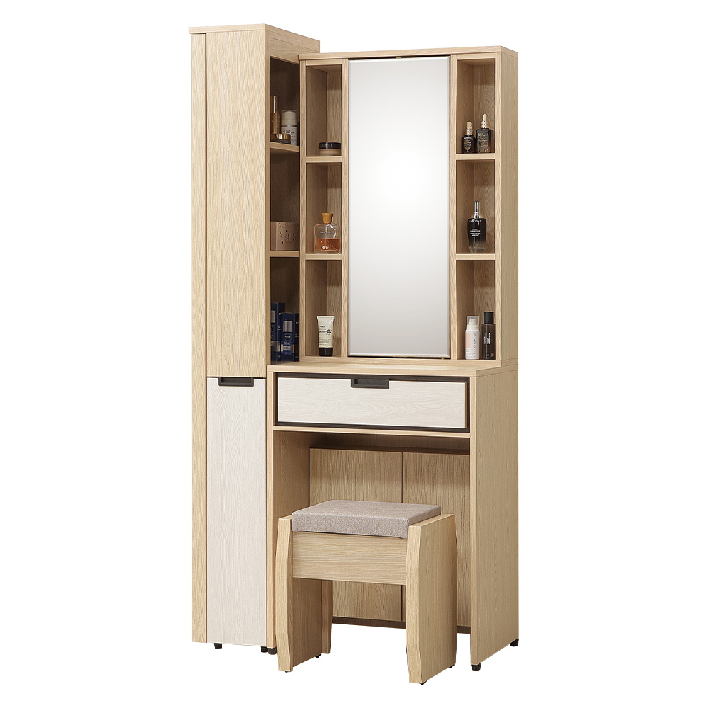 【唯熙傢俱】雷莎原木雙色2.7尺化妝台, , large