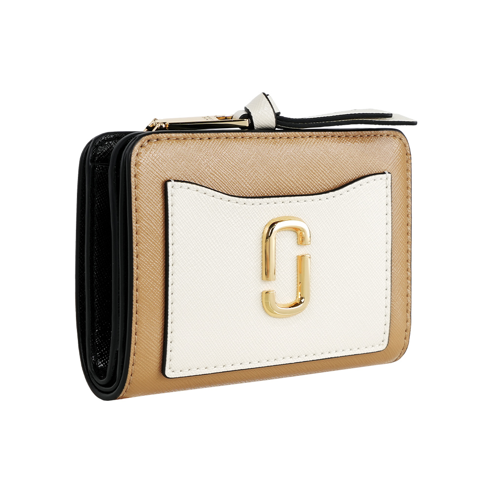 MARC  JACOBS The Snapshot 防刮皮革暗釦二折撞色短夾(駝色), , large