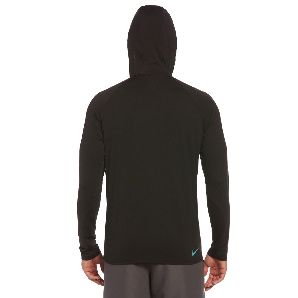 NIKE OUTLINE LOGO HOODED成人男性連帽防曬衣 戶外運動 乾爽 透氣 彈性 舒適 抗UV 黑 白 藍, 藍,M, large