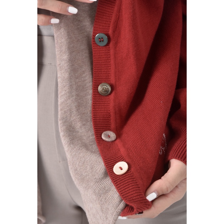 (F) gozo棉質假兩件紅色外套二手衣, , large