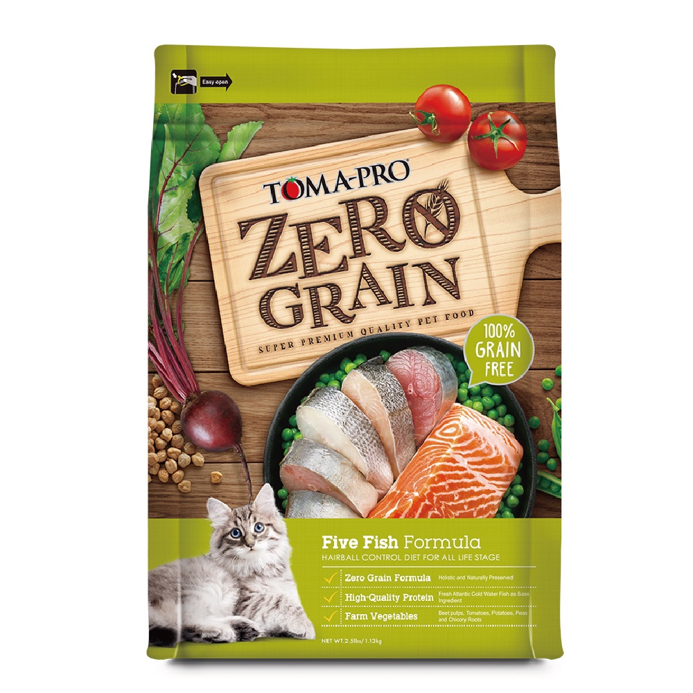 【優格】零穀 全齡貓飼料 五種魚 化毛配方2.5磅, , large