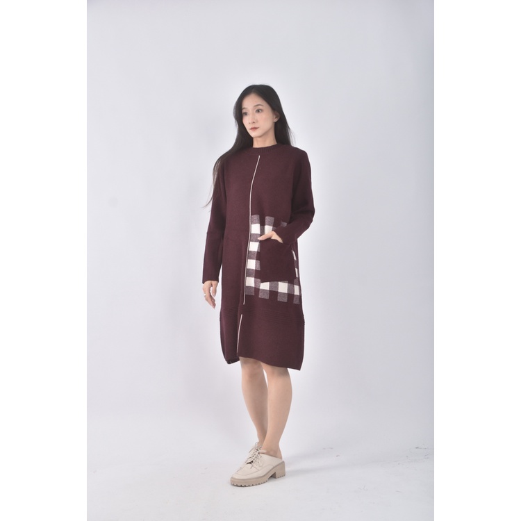 (L) 格紋紅色洋裝二手衣, , large