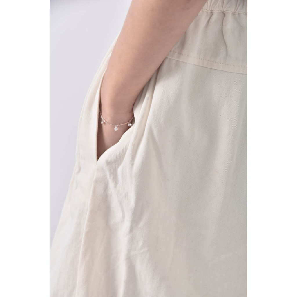 (M) 邊縫高腰棉質純棉杏色長褲二手衣, , large