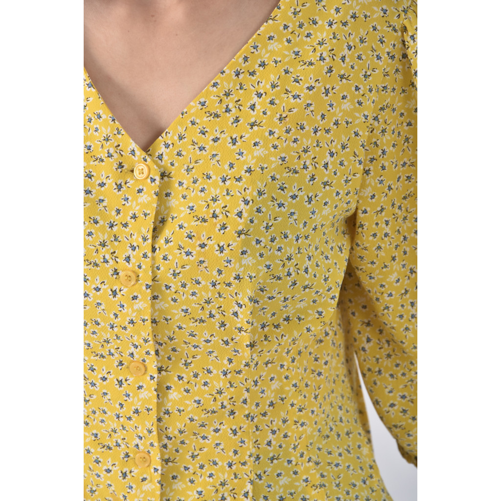 (S) lowrys farm質感Ｖ領黃色長袖上衣二手衣, , large