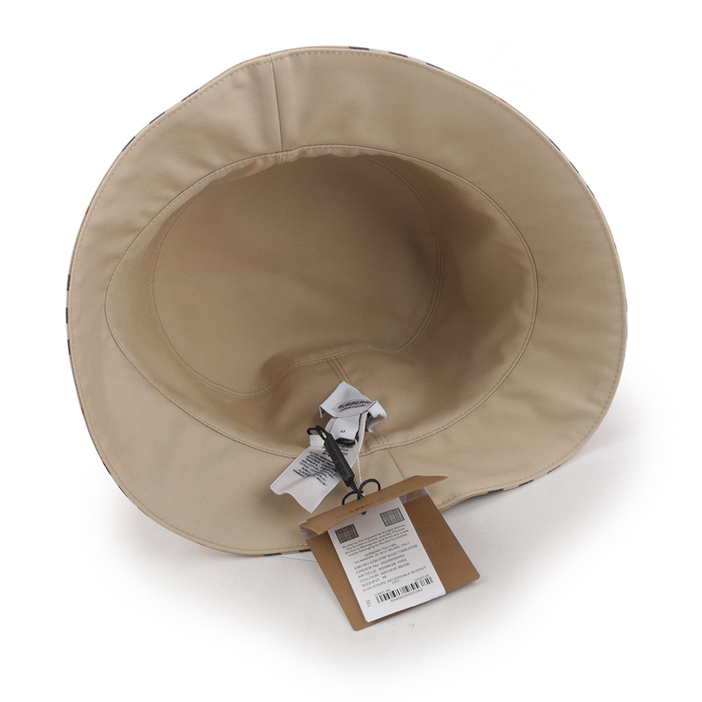 BURBERRY M號 經典條紋棉質雙面可用漁夫帽/米色, , large