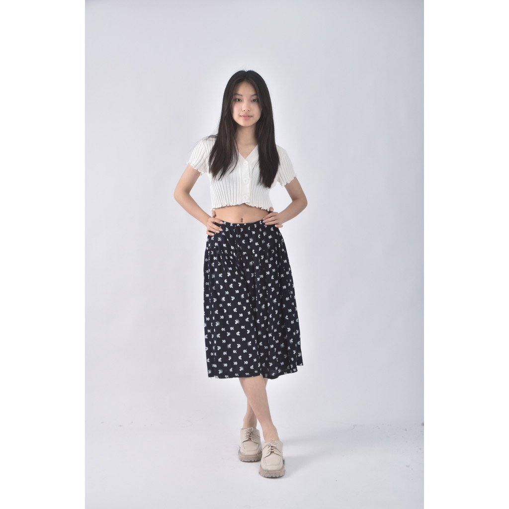 (M) 高腰滿版小圖藍色長褲二手衣, , large