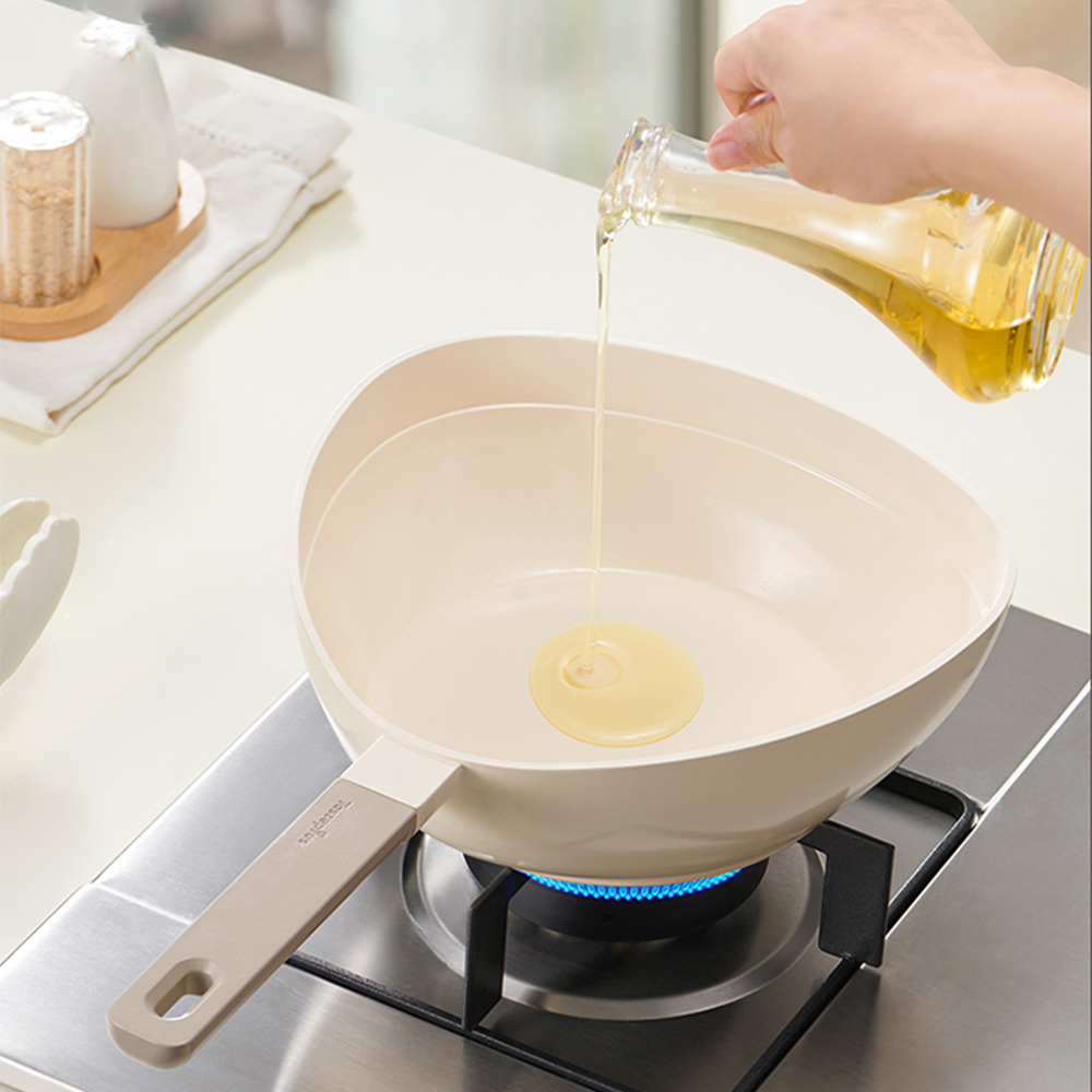 【Taste Plus】悅味元素 小資露營 居家 三角鍋 鈦+陶瓷不沾鍋 上下雙鍋組 18cm IH全對應(贈蒸盤)-珍珠白, , large