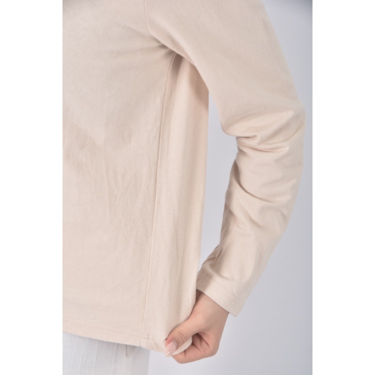 (S) gozo質感棉質杏色長袖上衣二手衣, , large