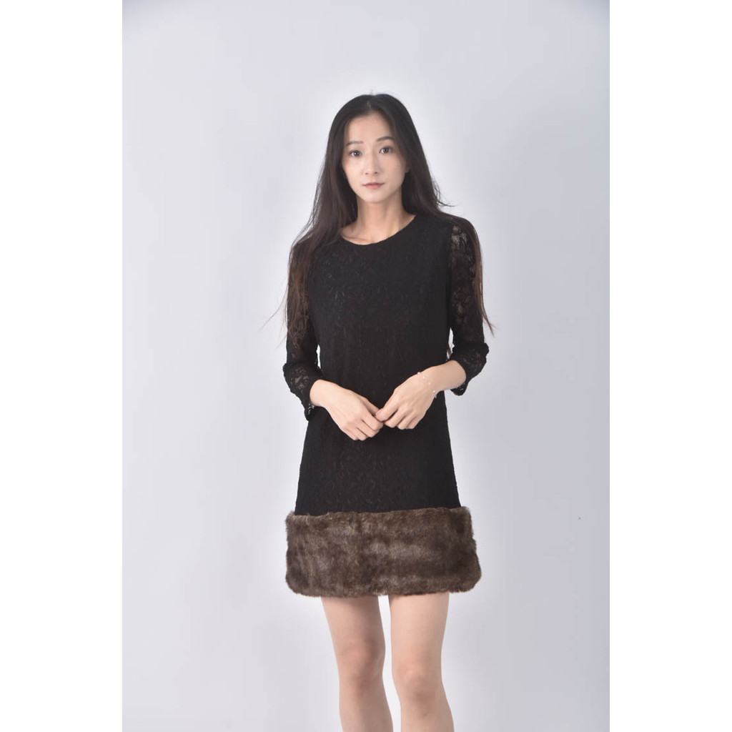 (M) ecru cruise毛毛黑色洋裝二手衣