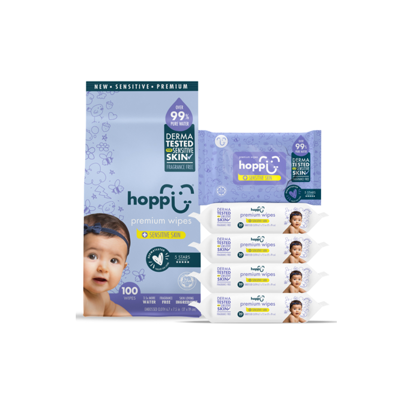 Hoppi  Sensitive Wipes - 20s pack (5-i, , large