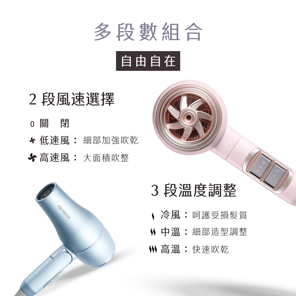 AIWA 愛華 1200W 負離子吹風機 AH-D33, 粉紅, large
