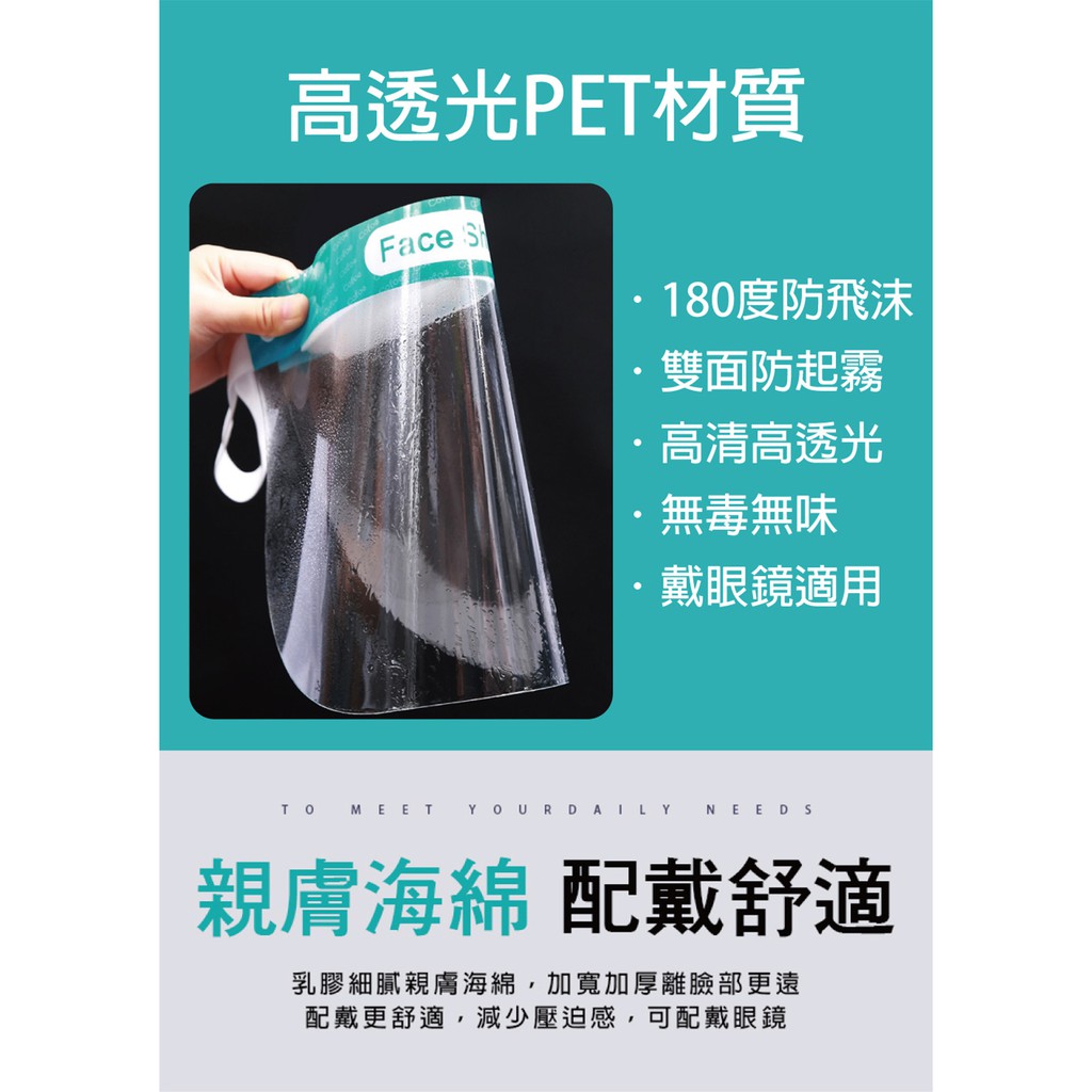 防飛沫不起霧防護面罩 透明面罩  防護面罩 久戴舒適 泡棉防飛沫 防霧 重複使用 藍 綠, , large