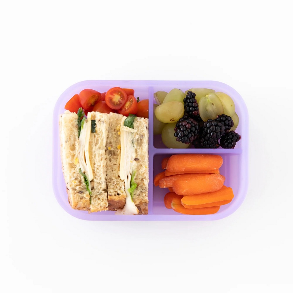 Bumkins 矽膠分格便當盒-果凍紫, 果凍紫, large