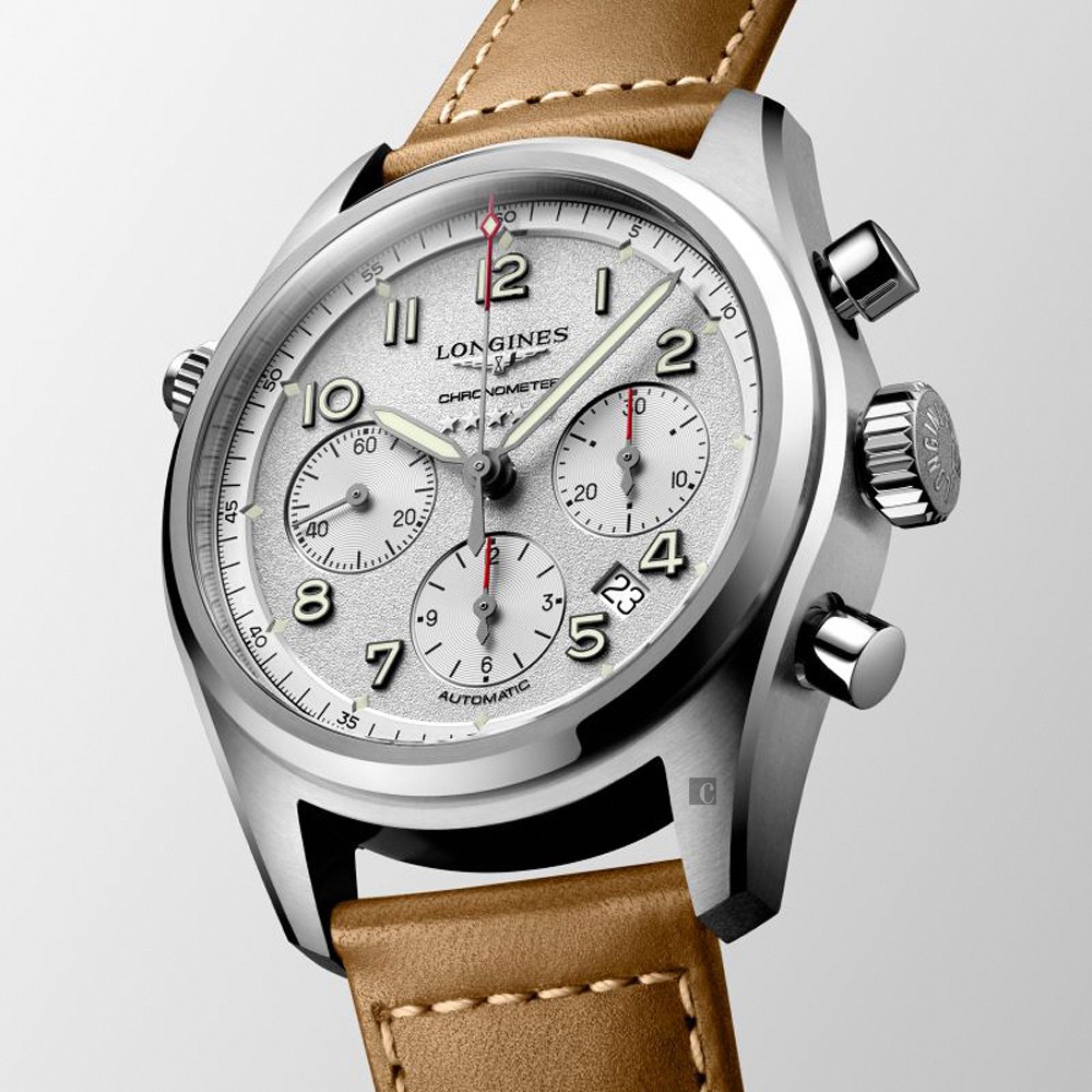 LONGINES浪琴 Spirit 先行者系列飛行員計時機械錶-銀X咖啡/42mm L38204732, , large