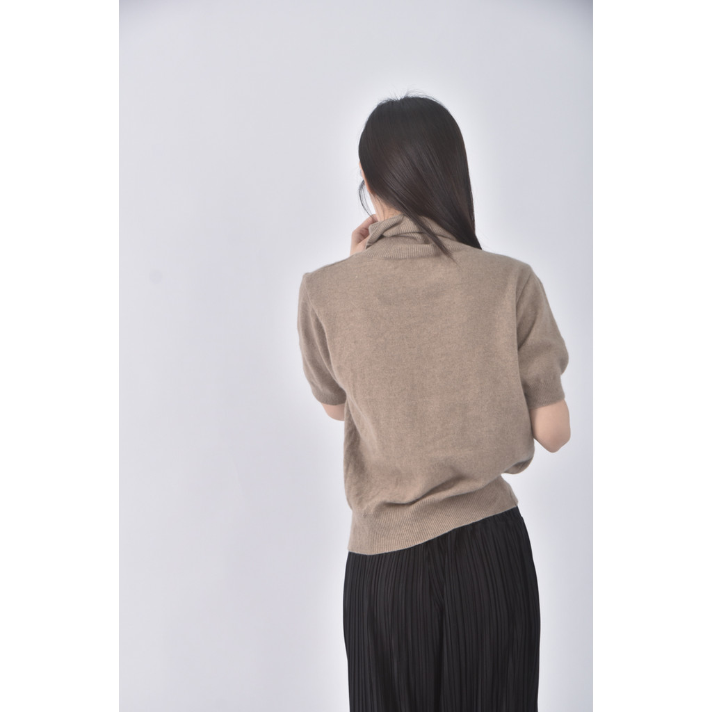 (S) 質感針織高領棕色上衣二手衣, , large