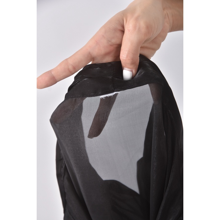 (S) 質感綁帶黑色長袖上衣二手衣, , large