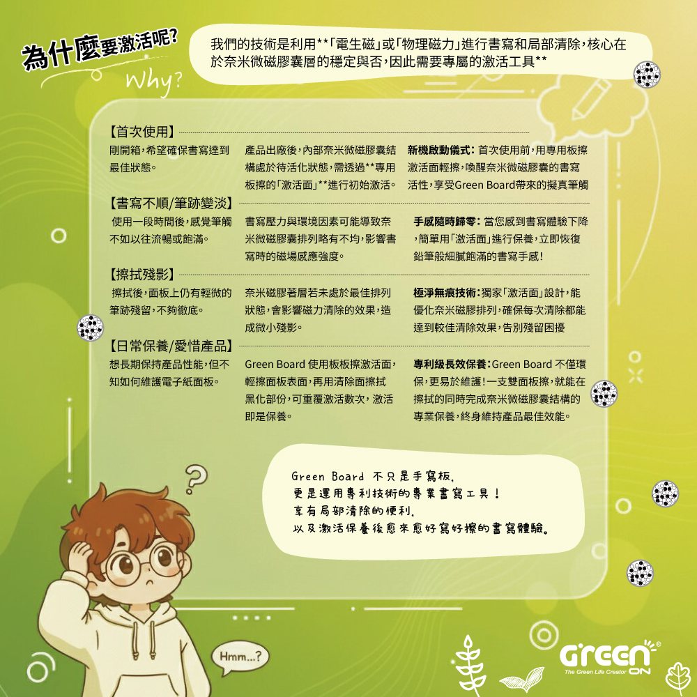 【二合一激活大板擦】Green Board 磁性電紙板專用, , large