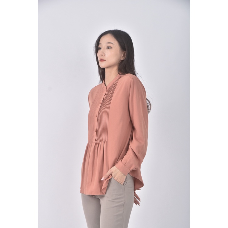 (S) uniqlo質感圓領橘色長袖上衣二手衣, , large