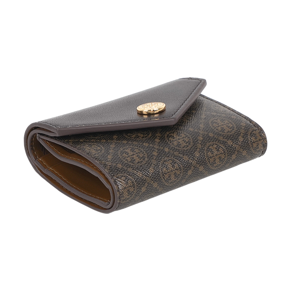 TORY BURCH T Monogram 信封式三折釦式短夾(深棕色), , large