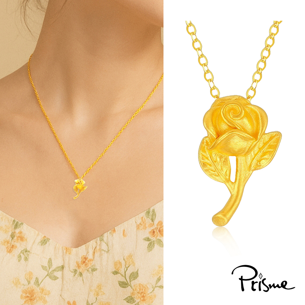 【Prisme Gold】黃金項鍊 單枝玫瑰 鍊墜項鍊 (金重：約0.02錢±0.01), , large