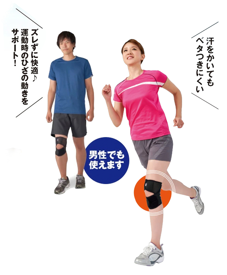 日本製三片帶網孔透氣運動膝套-M~L-1入, , large