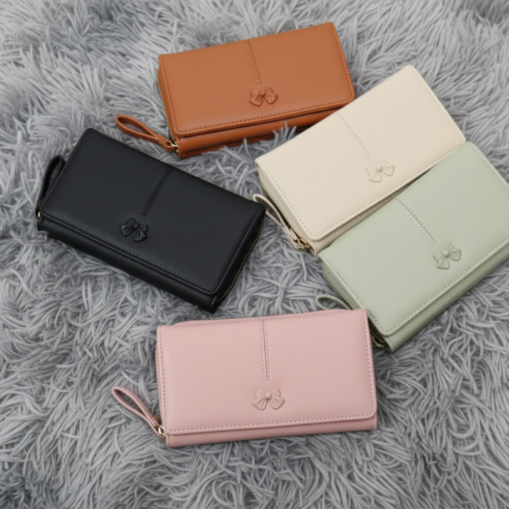 Ribboné 柔霧翻蓋零錢長夾-奶茶色  女夾 人氣女用皮夾 情人節禮物, , large