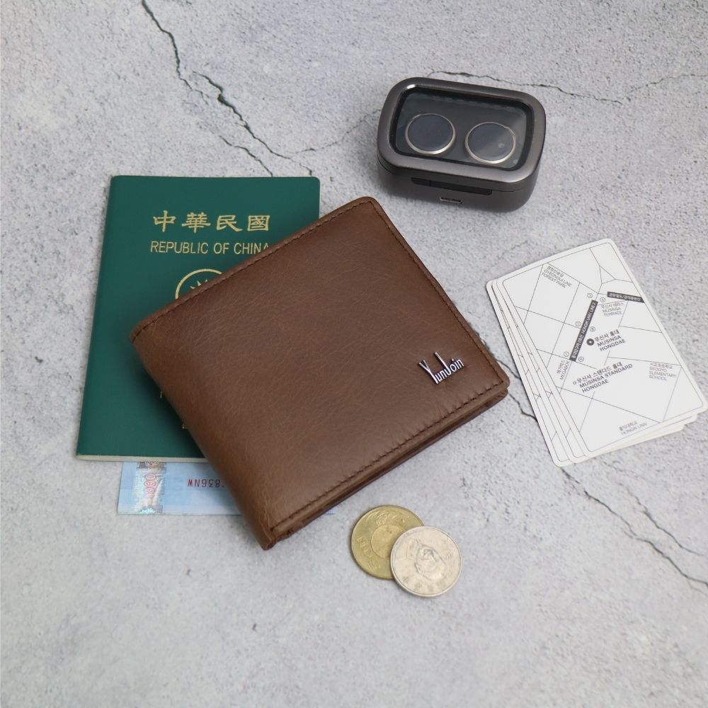 【YUNJOIN】Eterna 真皮短夾-黑色 多卡位 零錢 收納皮夾 中性皮夾, , large
