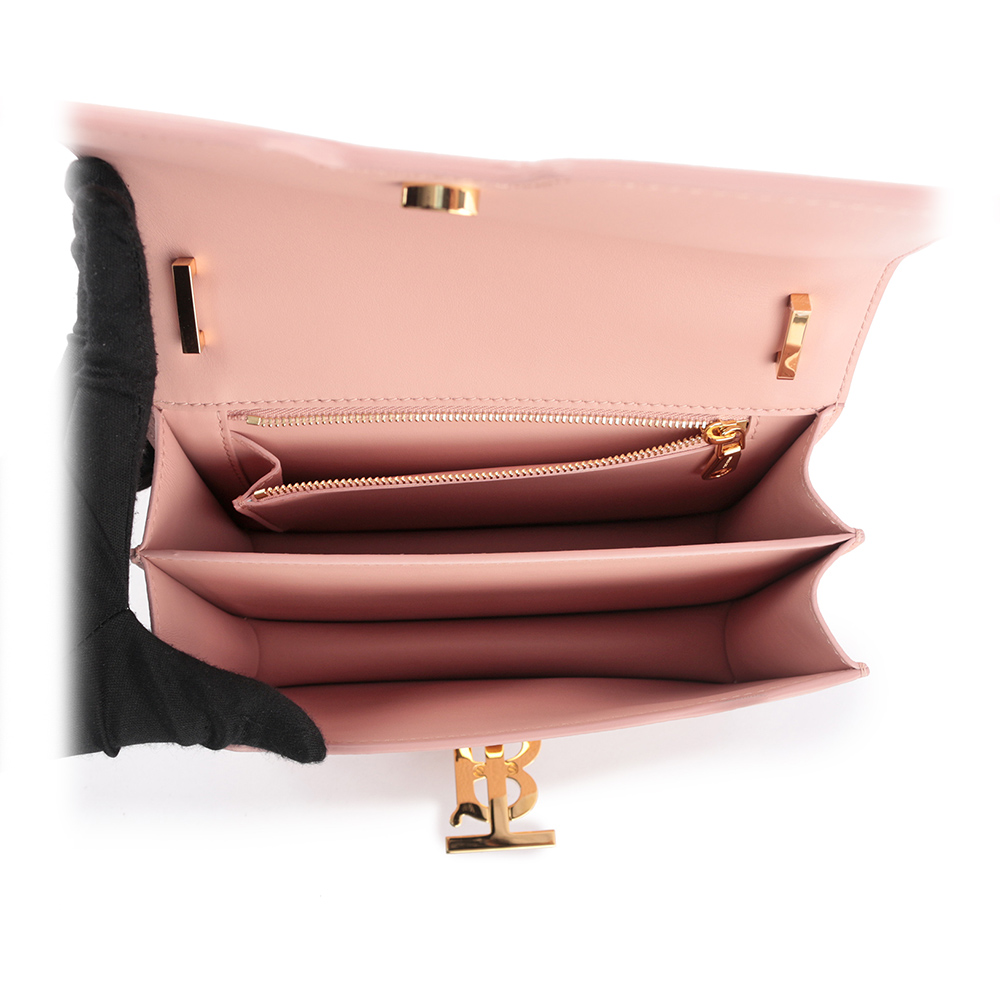 BURBERRY TB Logo 顆粒小牛皮斜背包/小款/玫瑰粉, , large