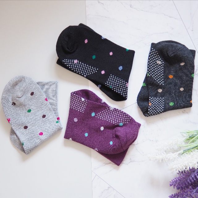 [Kaimei Cotton Industry] 6 pairs set, random and excellent IT made in Taiwan, no bunch marks, wide mouth women's version of senior socks - colorful dots, , large