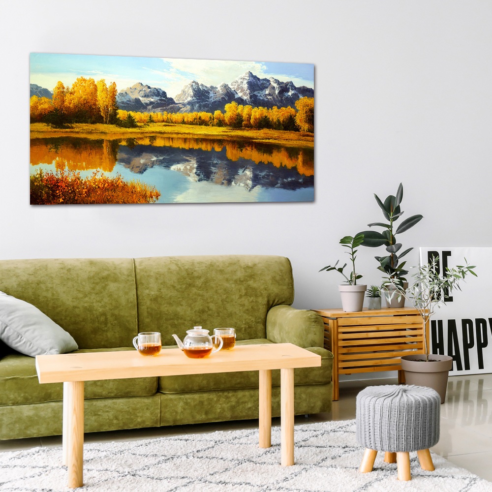【御畫房】湖畔秋色 國家一級畫師手繪油畫60×120cm(VF-131), , large