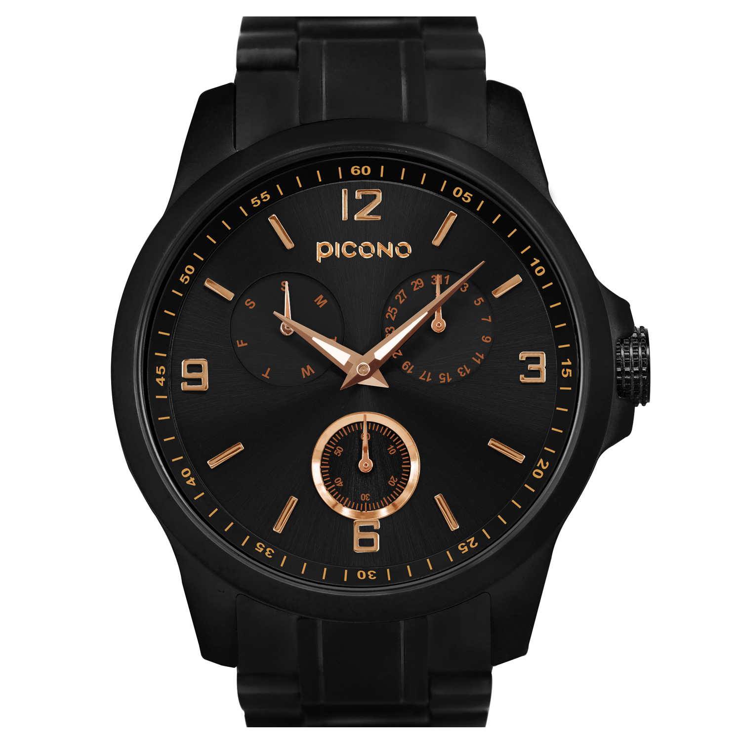 【PICONO】Original chronograph collection stainless steel strap watch-Black / OR-9703, , large