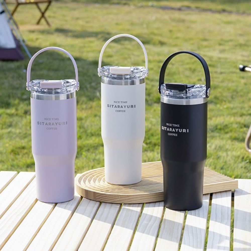 【H&R安室家】SITARAYURI 吸管直飲軟手提304不鏽鋼保溫杯900ml(H24), , large
