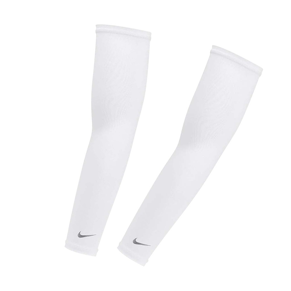 NIKE 輕量跑步臂套2.0 護臂套 袖套 路跑 戶外運動 素色 簡約 防曬 反光 吸濕 排汗 快乾 透氣 黑 白 亮綠, , large