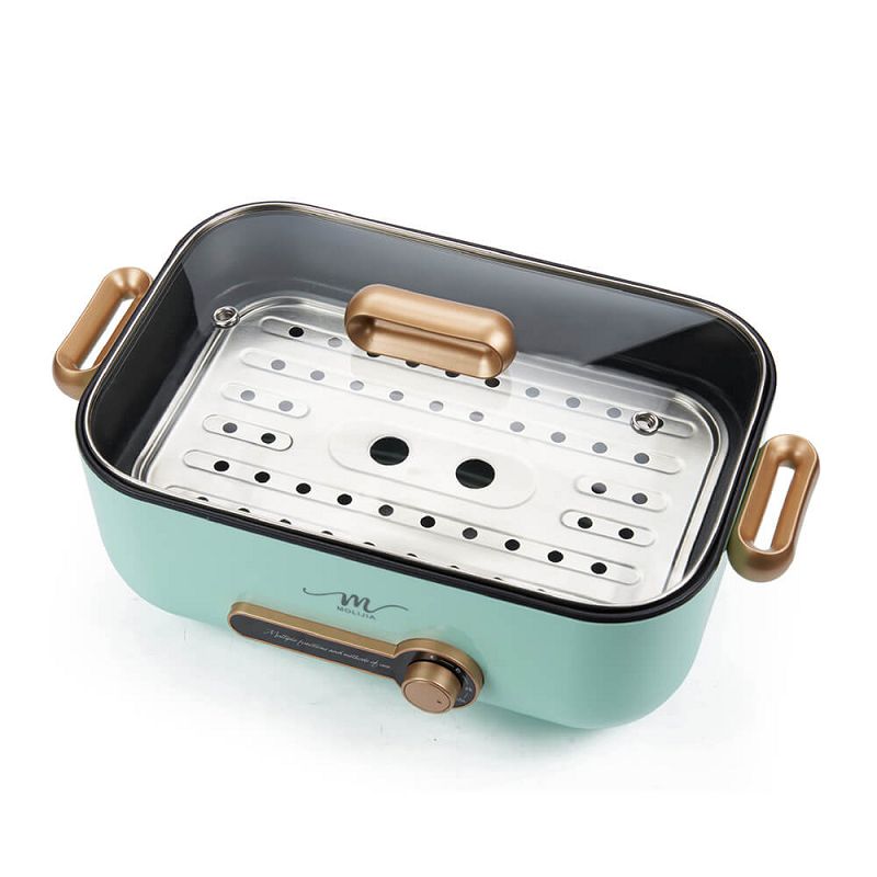 【MOLIJIA】5.3L-M24 Multifunctional Non-stick Electric Cooker with Stainless Steel Steaming Plate - Macaron Green, , large