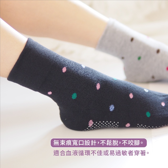 [Kaimei Cotton Industry] 6 pairs set, random and excellent IT made in Taiwan, no bunch marks, wide mouth women's version of senior socks - colorful dots, , large