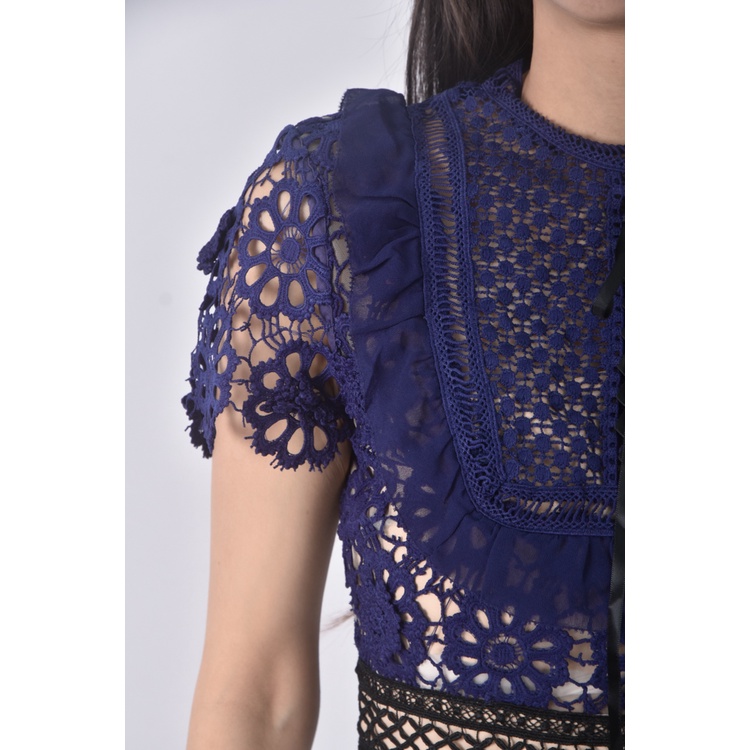 (S) self portrait質感棉質純棉無袖藍色洋裝二手衣, , large