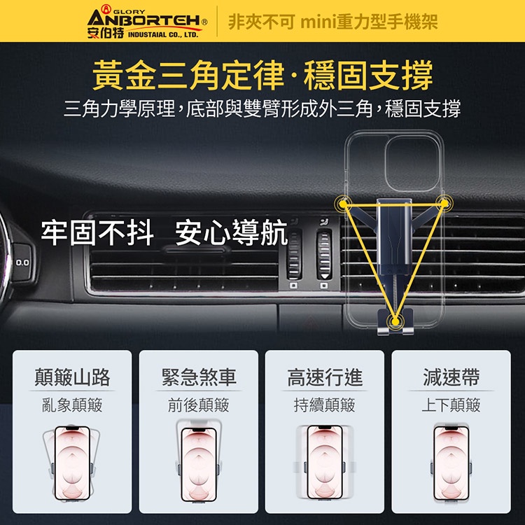 【安伯特】MINI重力型 車用手機支架(支架任選-萬用冷氣口/旋鈕/吸盤/CD口)車用手機架 汽車手機架, , large