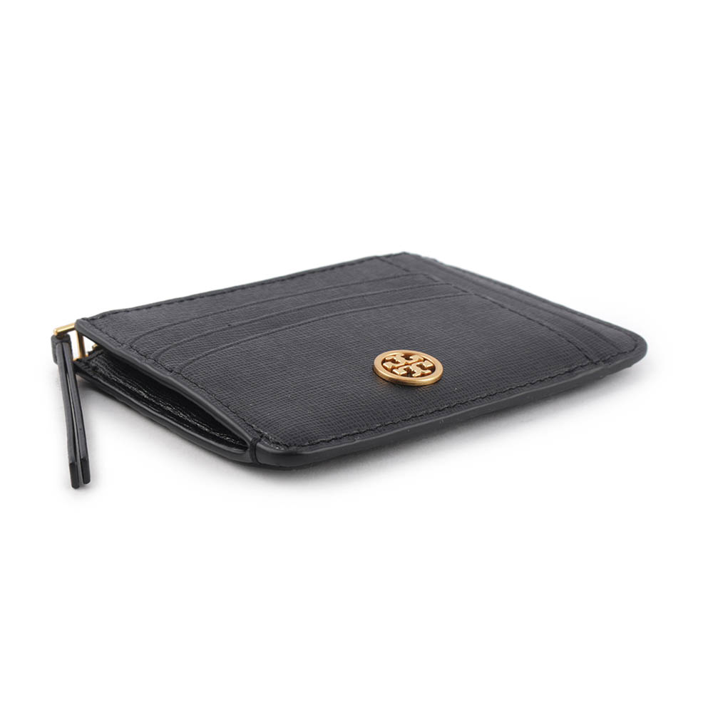 Tory Burch Robinson 紋理皮革多功能拉鍊卡片夾/黑色, , large