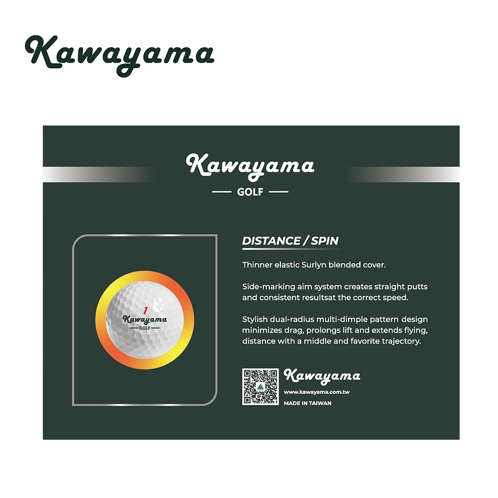 Kawayama GOLF 川山高爾夫球(有球必in系列) 3層球 (1打12顆), , large