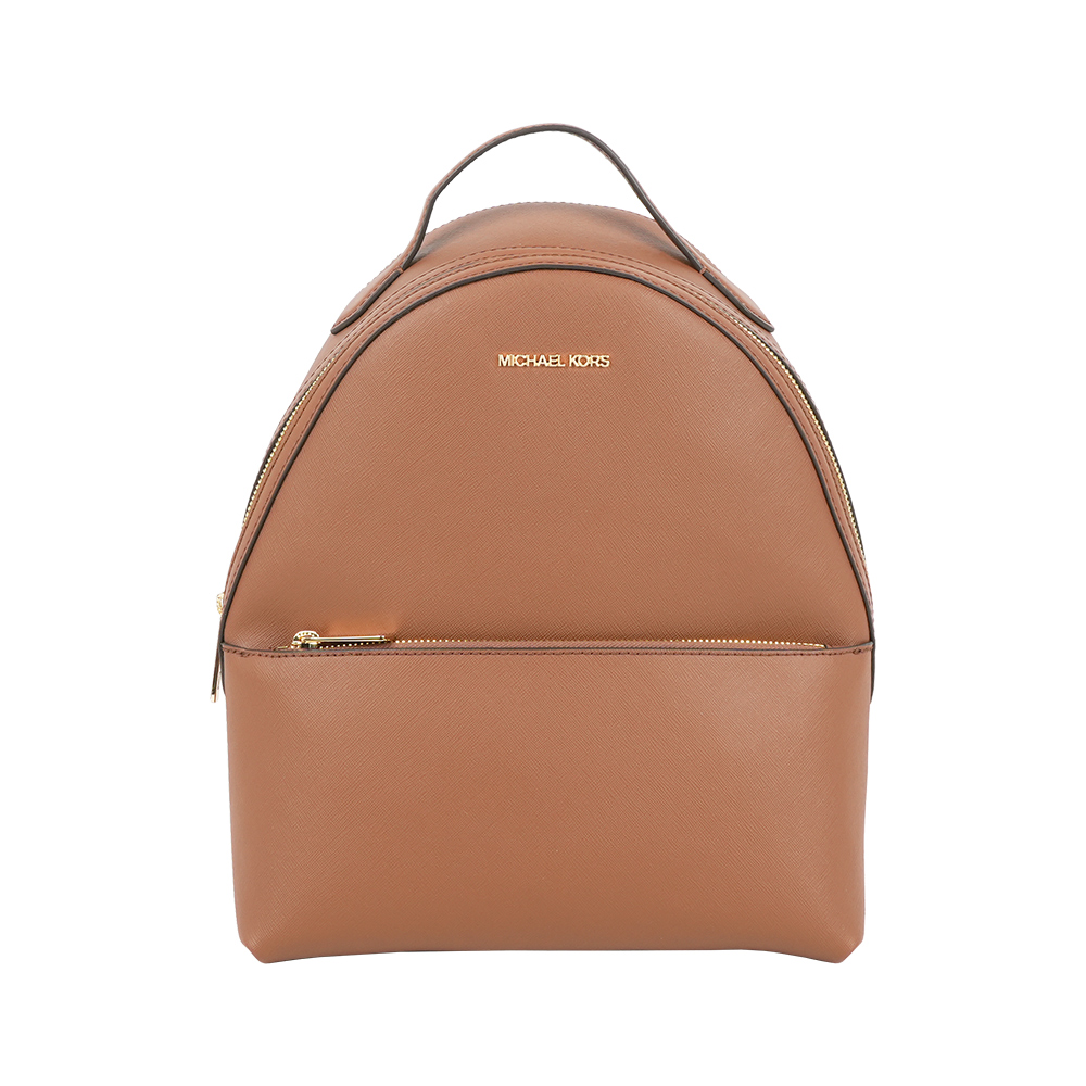 Michael Kors Sheila 防刮皮革拉鍊口袋中型後背包(焦糖色), , large