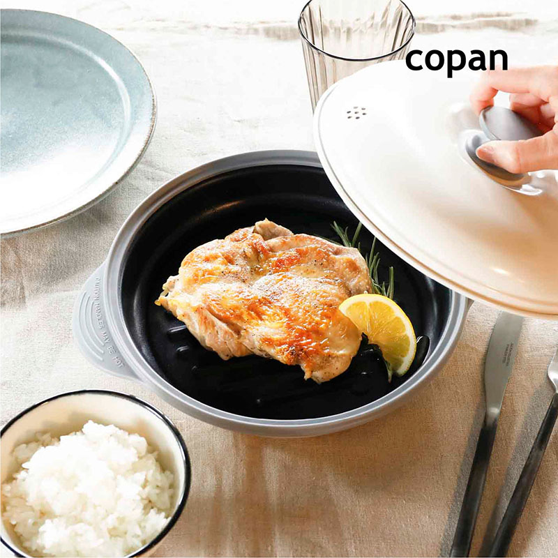 【CB JAPAN】copan系列 微波爐專用圓形燒烤盤 白, , large