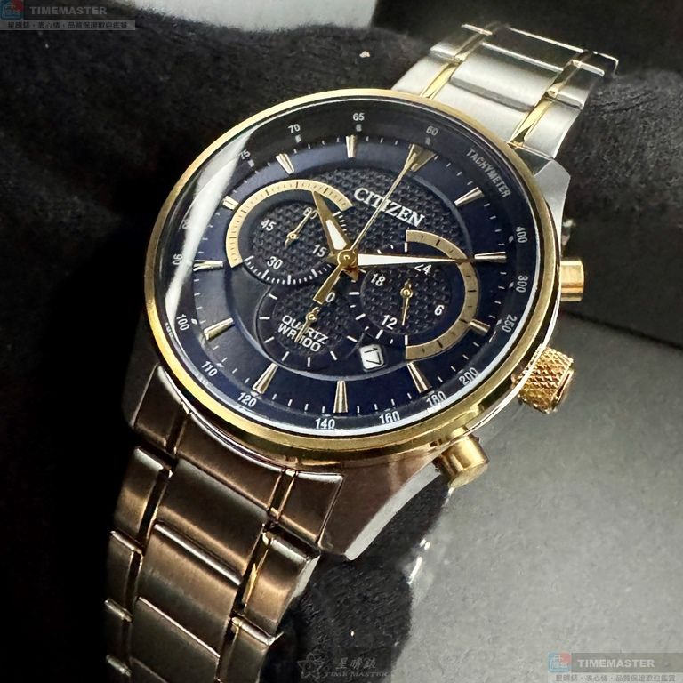 [星晴錶業]CITIZEN手錶,42mm,CI00024寶藍色錶面銀錶殼金銀相間精鋼錶帶款, , large