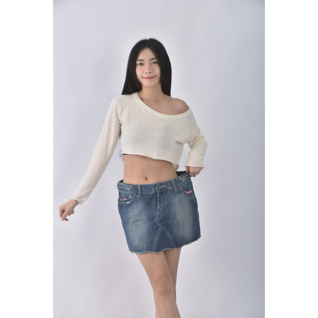 (2XL) net丹寧牛仔棉質純棉藍色短裙二手衣