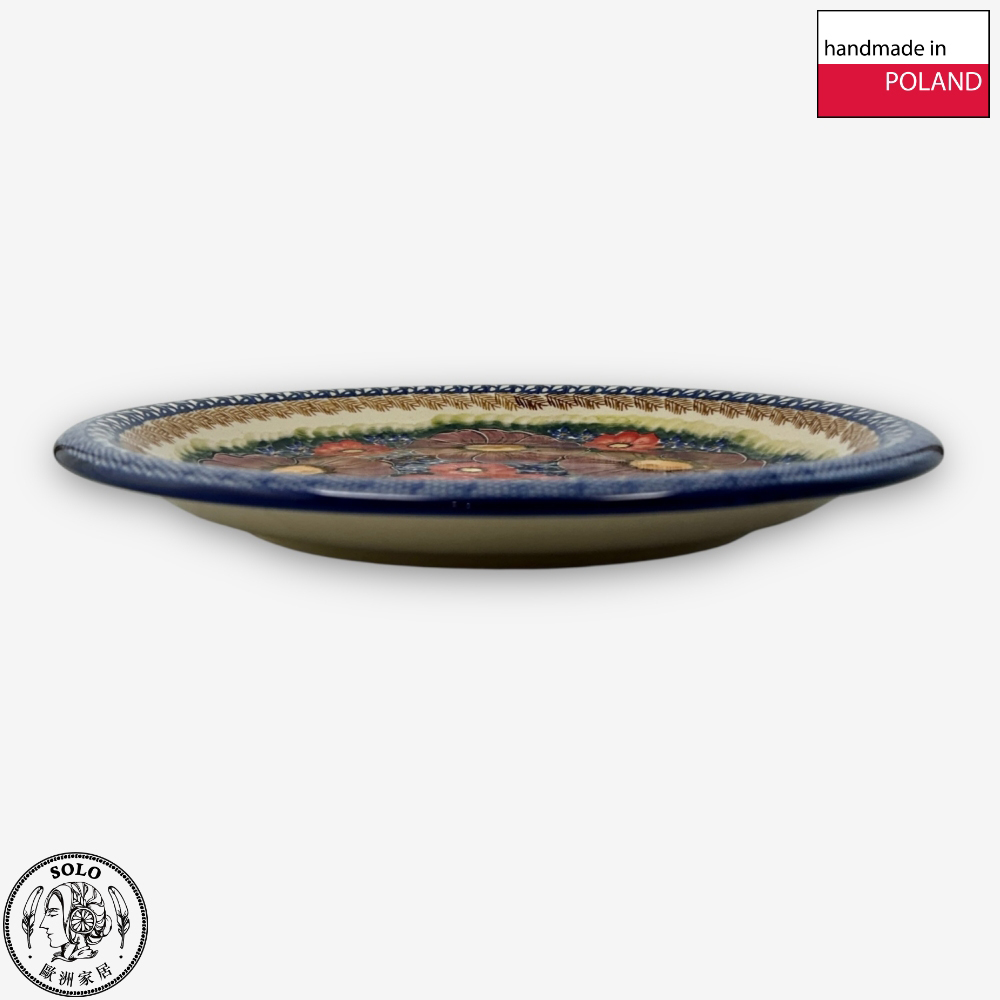 【SOLO Vintage】Cerraf Polish Pottery 26cm Dinner Plate Banquet of Elegant Red Series Made in Poland, , large